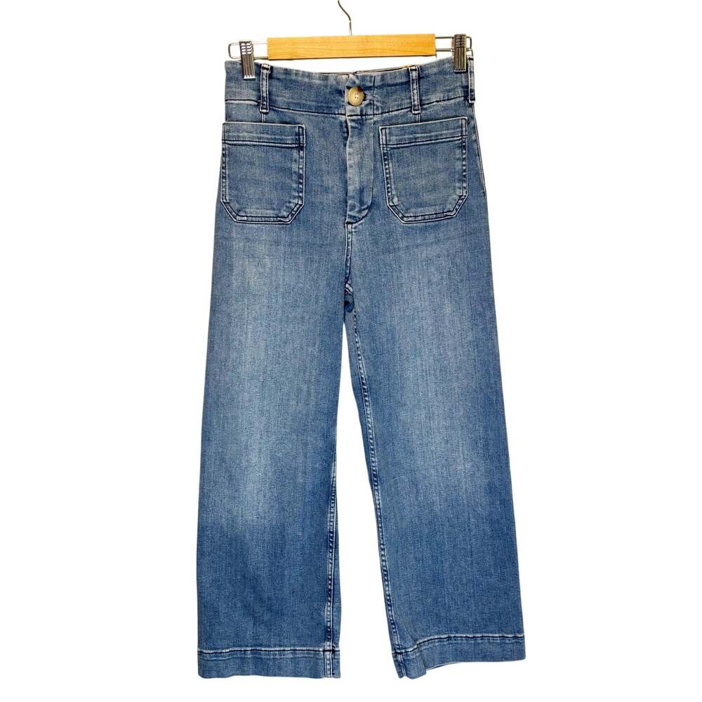 Anthropologie Maeve the Colette Medium Wash Wide Leg Cropped Jeans - size 26